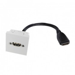 Plastron 45x45 HDMI 2.0 F/F - Coudé 60° - AWG26 - 0.20m
