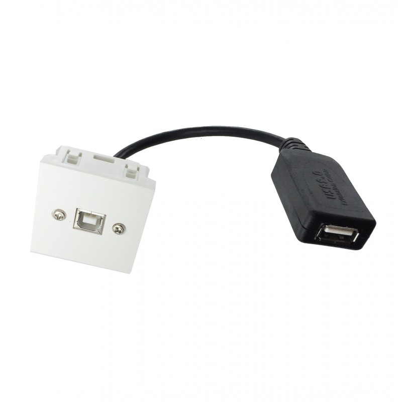 Plastron 45x45 USB2.0 B F vers USB A F Amplifié – 0.2m 