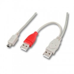 Adaptateur Doubleur 2 x USB type A M vers mini USB type B M - 1 m