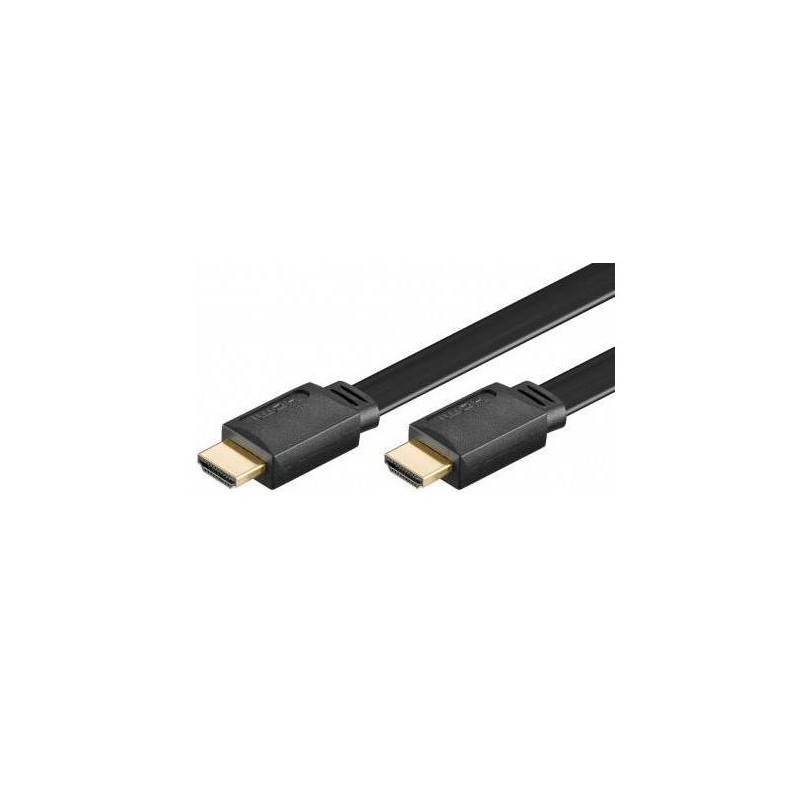 Cordon HDMI Plat 1.4 - Contact Or - M / M - AWG30 - Noir - 1,8 m  