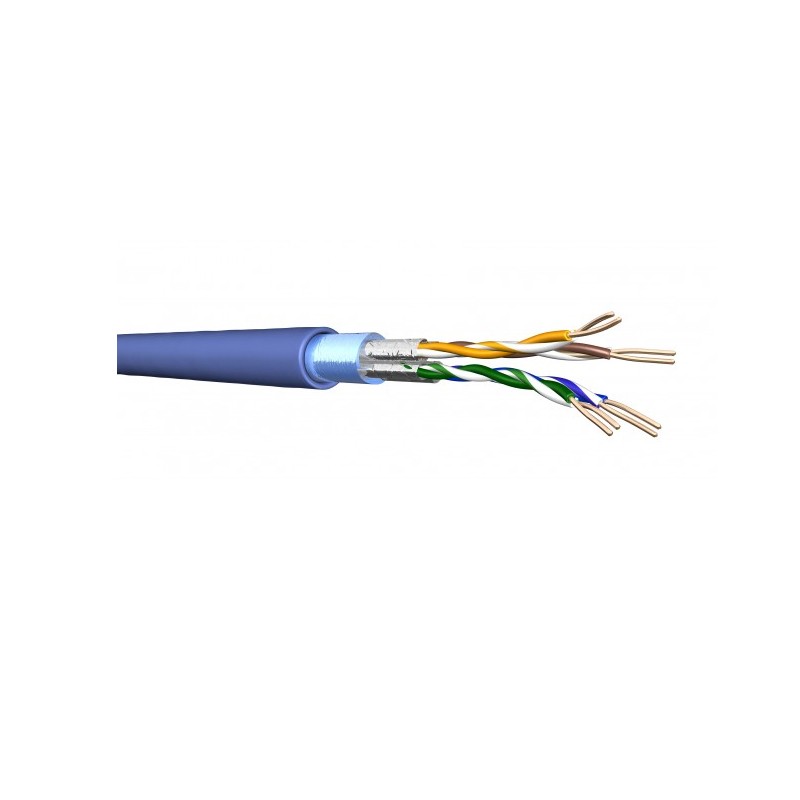 DRAKA - Câble monobrin - Cat6A F/FTP - 2x4paires LSHF bleu - 500m