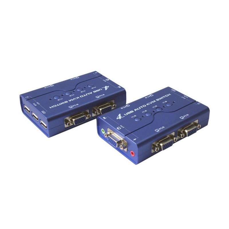 KVM 4 ports VGA + USB + Audio - Livré avec les câbles