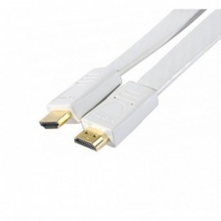 Cordon HDMI Plat 1.3 - Contact Or - M / M - 1,2 m - Blanc