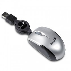 GENIUS - Souris optique rétractable USB Micro Traveler Argent 1200Dpi