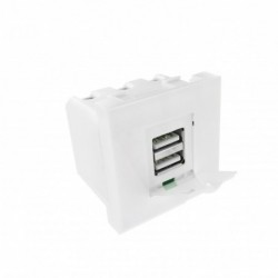 Plastron 45 x 45 Chargeur USB 2 sorties type A F - 230V vers 5V 2.4A